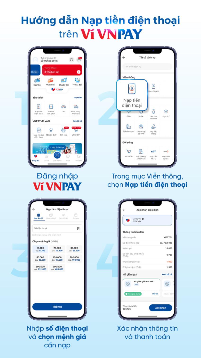 Hướng dẫn Nạp tiền điện thoại trên ví điện tử VNPAY